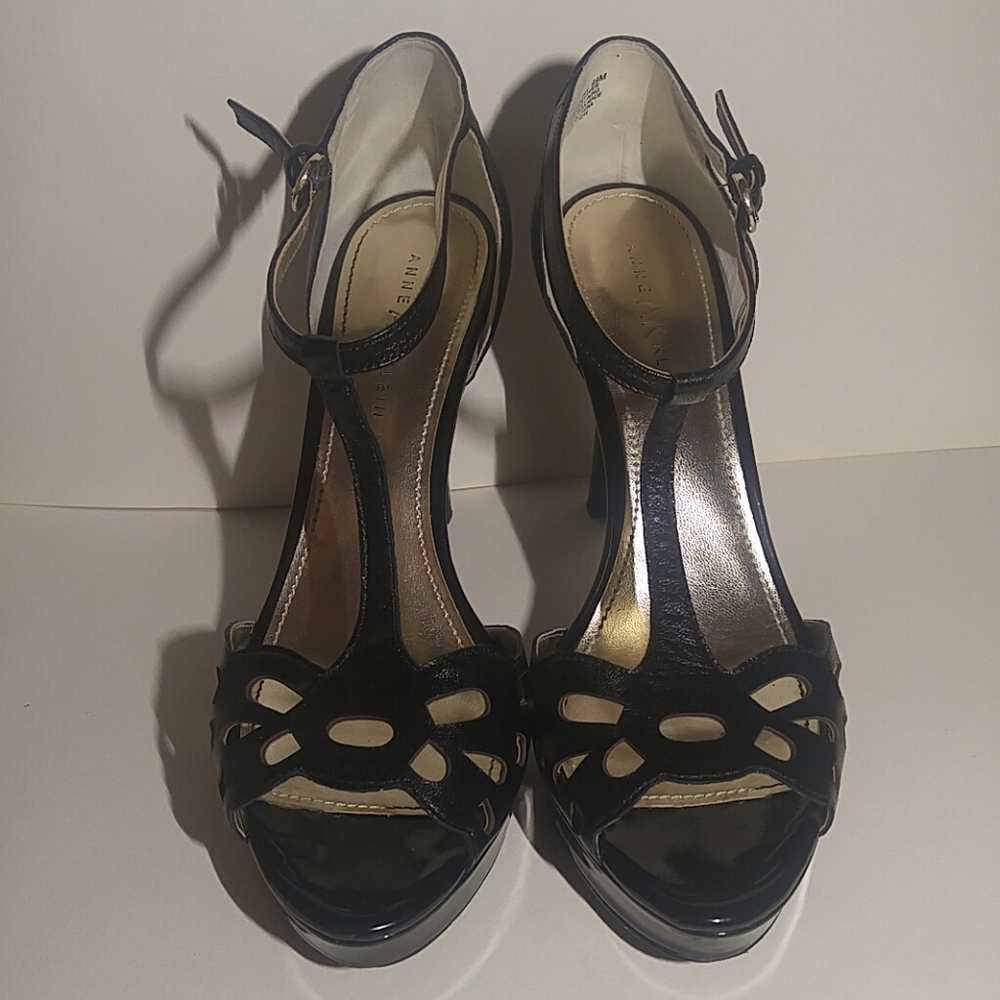 Anne Klein Black Leather High Heels